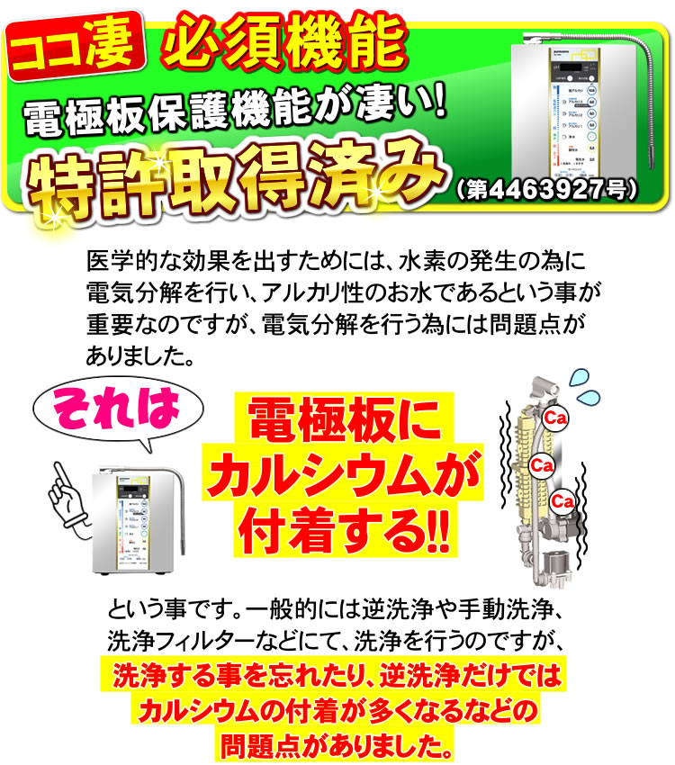 電極板保護機能つき